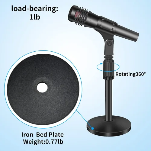 Vista 3 de Soporte de micrófono de escritorio pequeño, soporte de micrófono de escritorio de acero ajustable con clip de micrófono para Blue Yeti Snowball