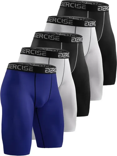 Vista 7 de Paquete de 5 pantalones cortos de compresión para hombre, ropa interior de compresión para hombre, ropa interior atlética de elastano, para correr