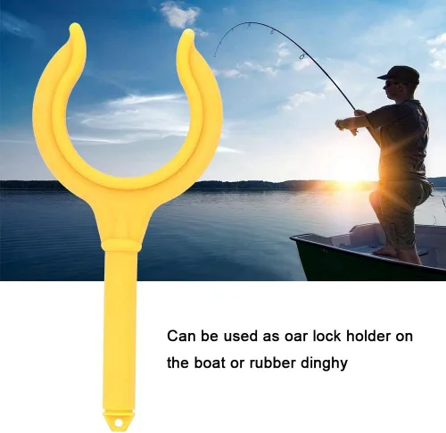 Vista 2 de Milltrip 2 unids Boat Oar Lock Fishing Rod Holder Soporte Marine Rubber Dinghy Accesorios (Amarillo)