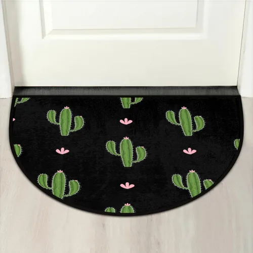 Vista 6 de Tapete semicircular con estampado de cactus tropical, antideslizante, absorbente, lavable, de bienvenida, para el hogar, interior, entrada, zonas