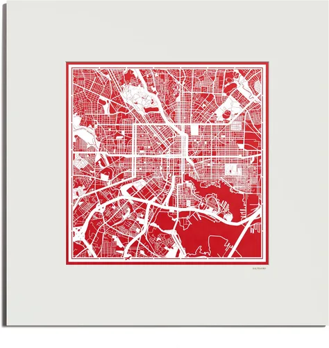 Vista 101 de O3 Design Studio San Diego, CA Paper Cut Map Matted Grey 20x20 in Paper Art