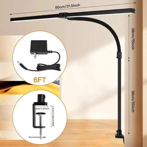Vista 4 de Lámpara de escritorio LED para oficina, dormitorio, hogar - Luz de escritorio para cuidar los ojos con temporizador, control remoto, lámpara de mesa