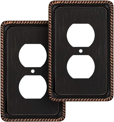 Vista 34 de Henne Bery Rope Edge - Placa decorativa de pared para interruptor (placa lisa, 2 unidades, bronce antiguo)