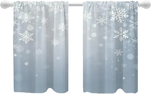 Vista 16 de Shrahala Abstract Colorful Blackout Curtain Tiers, Modern Ative Kitchen Valance Light Blocking Tier Drapes with Rod Pocket, 2 Pack 26 X 24 in