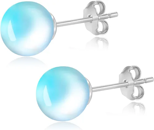 Vista 99 de Natural Stone Stud Earrings for Women 8mm Sterling Silver Genuine Gemstone Earrings Handmade Sterling Silver Crystal Stud Earrings for Women