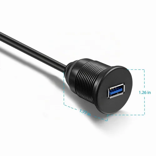 Vista 7 de Cable de extensión de montaje empotrado USB 3.0 AUX para coche, 3 pies
