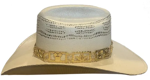 Vista 6 de GENUINE TEXAS BRAND Sombrero de oro masónico con joyas, Oro