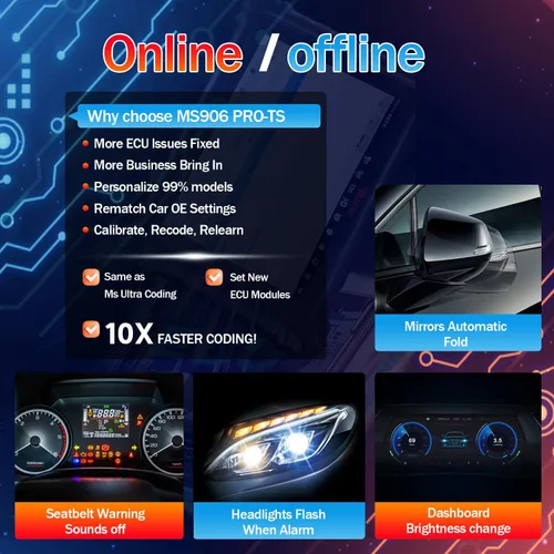 Vista 6 de Autel MaxiSys MS906 Pro TS Escáner OBD2 profesional con programación TPMS ECU Coding 36+ funciones de servicio, herramienta de diagnóstico