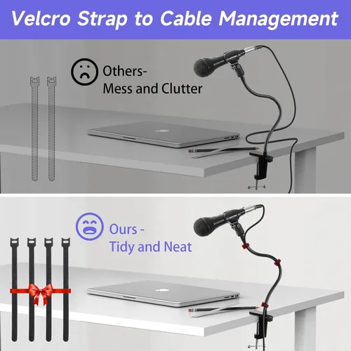 Vista 6 de Soporte de micrófono para podio y soporte para micrófono - Soporte de micrófono de escritorio con cuello de ganso flexible de 13.78 pulgadas