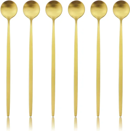 Vista 8 de Juego de 6 tenedores de postre de acero inoxidable de 3 dientes, juego de tenedores para frutas y tartas, 5.31 pulgadas, dorado