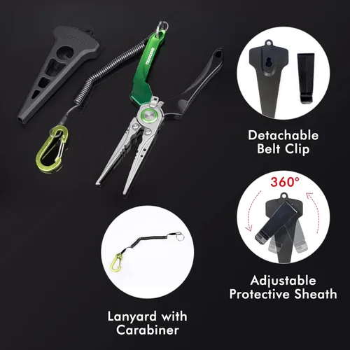 Vista 6 de Alicates de pesca TRUSCEND de aluminio con cerradura y mango ergonómico, herramienta de pesca recubierta de teflón resistente a la corrosión