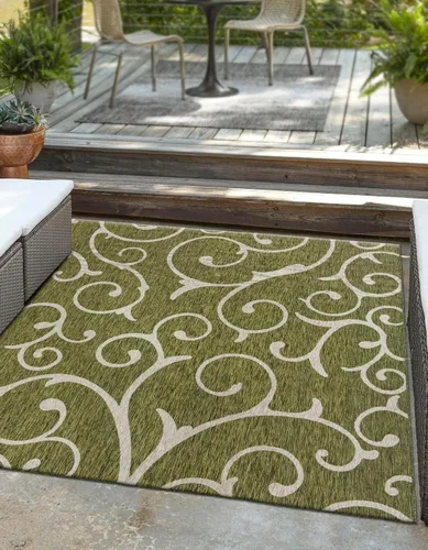 Vista 21 de Unique Loom Outdoor Botanical Collection - Alfombra rizada, 4 pies 1 pulgada x 6 pies 1 pulgada, rectangular, azul/marfil