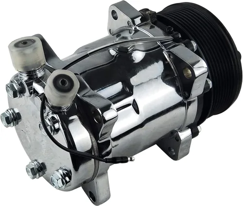 Vista 2 de Compresor universal del A/C con PV8 embrague Sanden 508 5H14 R134A correa serpentina cromada