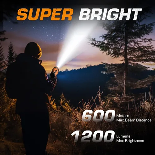 Vista 3 de EverBrite Foco recargable con enfoque ajustable, linterna LED de mano con 5 modos, rango de 1,968.5 ft, luz de punto para caza, barco, camping