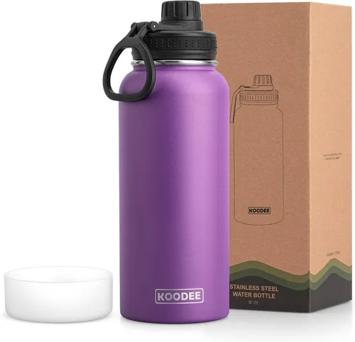 Vista 100 de koodee Botella de agua para niños, botella de agua de acero inoxidable de 12 onzas con aislamiento al vacío para la escuela, botella de agua de boca
