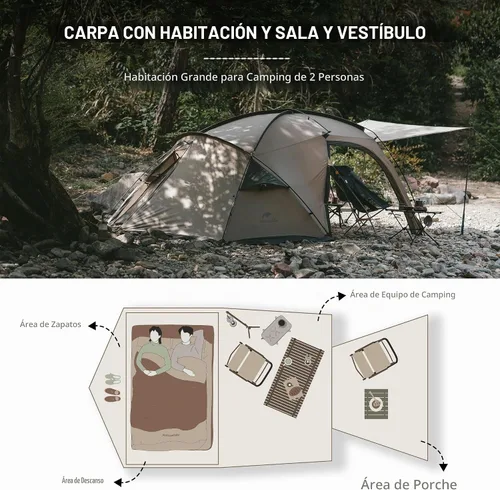 Vista 5 de Naturehike Massif - Tienda de campaña caliente con gato para estufa, resistente al viento, resistente al viento, para 4 estaciones, para 2/4