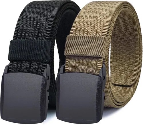 Vista 13 de WYuZe Cinturón de nailon para hombre sin metal sin níquel, cinturón táctico militar para senderismo