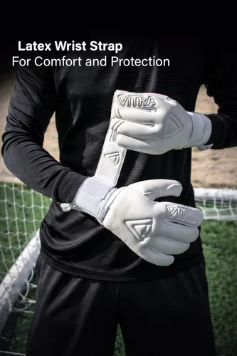 Vista 4 de Professional Goalkeeper Gloves, 4+3 mm Protection, Level 5 Super Grip, Removable Finger Guard Protection, Youth and Adult, All-Levels