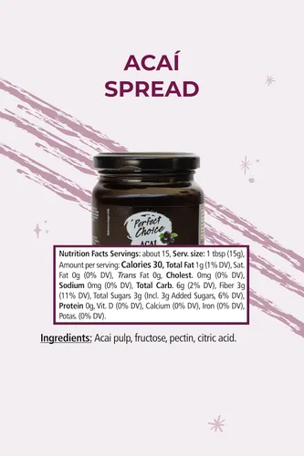 Vista 2 de Perfect Choice Açaí Fruit Spread – Untable listo para comer para cuencos de batidos, tostadas, yogur y más – 7.76 onzas
