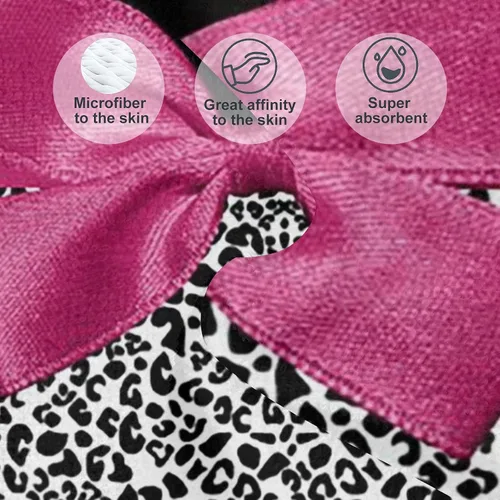 Vista 6 de XOZOTY Toalla de playa personalizada con estampado de leopardo rosa oscuro con nombre para niños, mujeres y hombres, toalla de baño para viajes