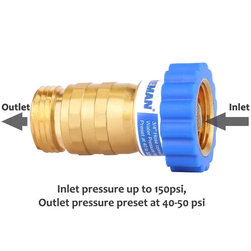 Vista 3 de MEASUREMAN Latón sin plomo, regulador de presión de agua, 2 piezas, reductor de presión para cámper, remolque, RV, jardín, sistema de plomería