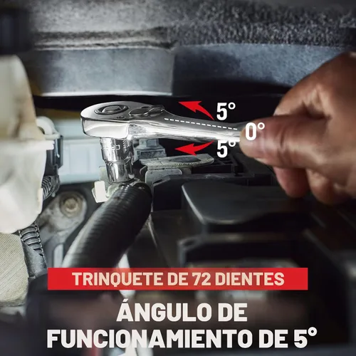 Vista 4 de CRAFTSMAN Trinquete de perfil bajo, accionamiento de 1/2 pulgada, 72 dientes (CMMT86823)