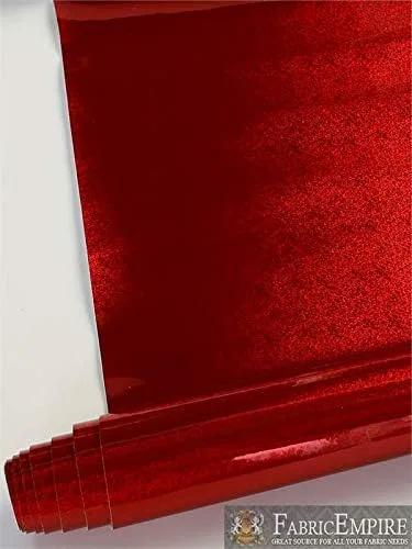 Vista 2 de Fabric Empire Tela brillante con holograma de vinilo rojo brillante de 54 pulgadas de ancho vendido por The Yard