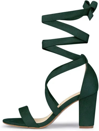 Vista 7 de Allegra K Sandalias de tacón de bloque con cordones para mujer