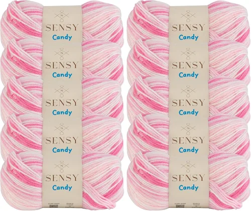 Vista 19 de Sensy Candy Yarn - Hilo de 5 madejas, 3.5 onzas, 251 yardas, multicolor para ganchillo y tejido, calibre ligero 3