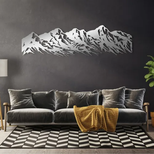 Vista 6 de Arte de pared de metal de montaña, arte de pared de montaña de metal, decoración de pared de arte de montaña, decoración de cadena de montaña de 5