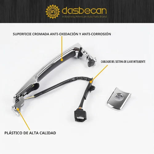 Vista 4 de Dasbecan 2 piezas de manija de puerta delantera exterior inteligente de entrada sin llave cromada compatible con Nissan Rogue 2010-2013, lado