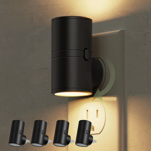 Vista 26 de L LOHAS LED Luz nocturna con sensor de movimiento, mini luces nocturnas activadas por movimiento, enchufar a la pared, luz giratoria con sensor