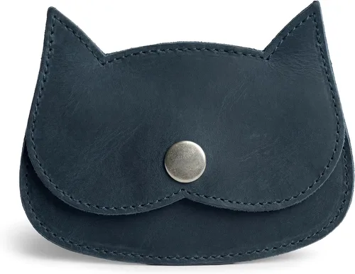 Vista 7 de Hide & Drink, billetera con forma de gato, bolsa para monedas, portamonedas, accesorio de viaje, piel de grano completo, hecha a mano, Bourbon