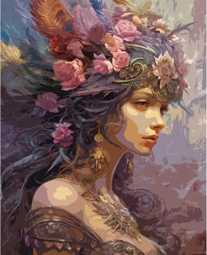 Vista 2 de Tucocoo Flower Woman - Pintura por números para adultos, kits de pintura al óleo digital sobre lienzo con pinceles y pigmento acrílico, hermosas