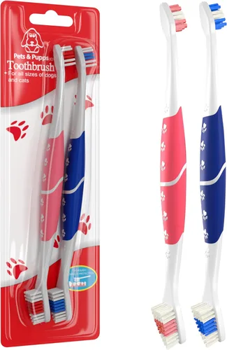 Vista 14 de Cepillo de dientes para mascotas para perros, gatos con cerdas suaves, fácil limpieza de dientes y cuidado dental, cepillo de dientes antideslizante