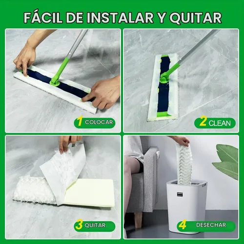 Vista 6 de 40 paños de barrido en seco XL resistentes para trapeador Swiffer Sweeper 40 unidades blanco