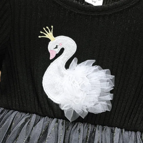 Vista 4 de PATPAT Vestido de niña pequeña falda tutú de malla de manga larga con flores y lazo, vestidos de fiesta, 18-24 meses a 5-6 años