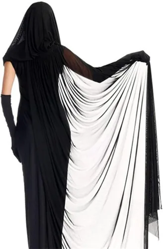 Vista 4 de Vestido de Halloween para mujer disfraz de bruja muerte disfraz de carnaval de diversión fiesta