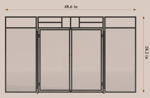 Vista 4 de Fire Beauty - Pantalla para chimenea de 3 paneles plegable con puertas magnéticas con bisagras, paneles de hierro forjado sólido, protector contra