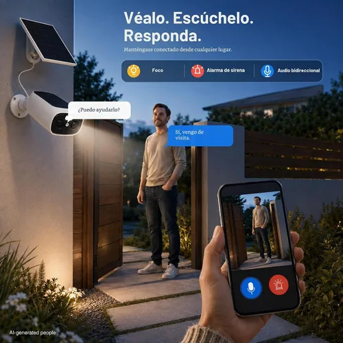 Vista 6 de 4pc 2.4/5GHz Solar Security Cameras Wireless Outdoor, Dual Panels Blanco