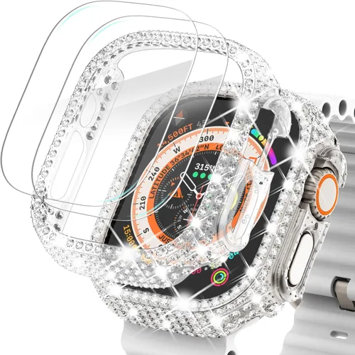 Vista 37 de Surace - Carcasa de 1.49 pulgadas compatible con Apple Watch con protector de pantalla, caja protectora general con diseño de diamantes brillantes