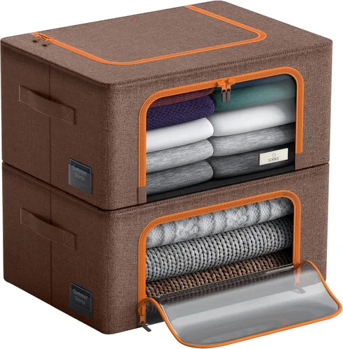 Vista 12 de Sorbus Cajas de almacenamiento con marco de metal - Bolsas organizadoras de ropa apilables y plegables - Contenedores de almacenamiento de tela