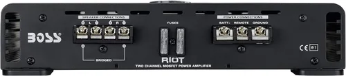 Vista 4 de BOSS Audio Systems R3002 serie Riot amplificador de audio para auto - 600 W de alta potencia, 2 canales, 2/8 ohmios, entradas de alto y bajo nivel