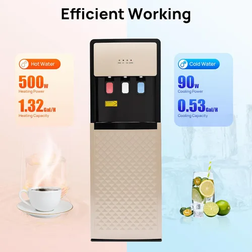Vista 7 de Bacocoo Dispensador de agua de carga inferior, dispensador de agua caliente y fría y a temperatura ambiente, 3 ajustes de temperatura, diseño