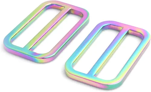 Vista 5 de Ganchos giratorios de metal arcoíris con anillos en D arcoíris y hebillas deslizantes para bolso de arco iris Tri-Glides