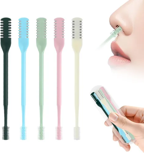 Vista 17 de Cortador de pelo nasal 2 en 1, recortador manual de doble cara con cepillo, cuchillo de nariz giratorio de 360° para hombres y mujeres, herramienta