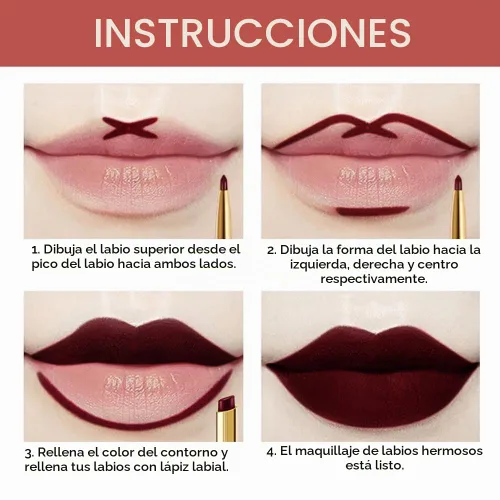 Vista 5 de evpct 1Pcs Kit de delineador de labios y lápiz labial rojo oscuro profundo para mujer, kit de labios mate con delineador de labios, manchas de 1