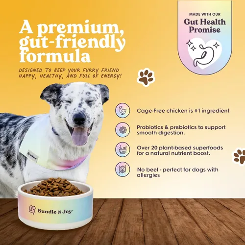 Vista 3 de Bundle x Joy Golden Probiotic - Comida seca para perros con probiótico dorado, pollo, bolsa de 4 lb, croquetas para adultos con pollo libre