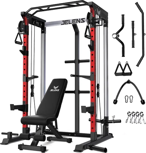 Vista 38 de C21 Power Cage 2000LBS Multi-Function Power Rack with Independent Dual Pulley System, All-in-One Squat Rack for Cable Crossover, Home Gym Workout