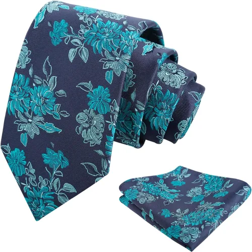 Vista 174 de Alizeal Mens 3.15inches Leaf Flower Pattern Tie with Floral Pocket Square Set